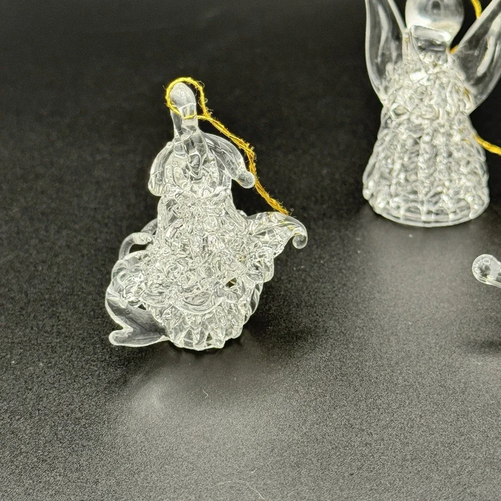 Vintage Spun Glass Christmas Ornaments Set of 5 Angel Bird‎ Star Holiday Decor
